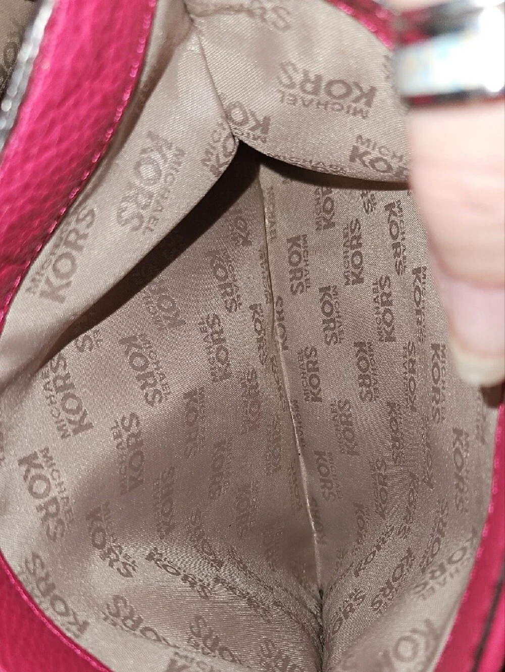 Michael Kors Pink Leather Shoulder Bag with Gold-Tone Hardware